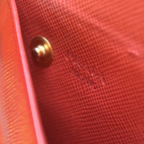 Prada Saffiano Envelope Pouch Clutch Corallo Papaya Red Document Holder - Picture 8 of 10